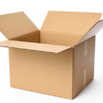 Opened blank cardboard box isolated on white background with clipping path.